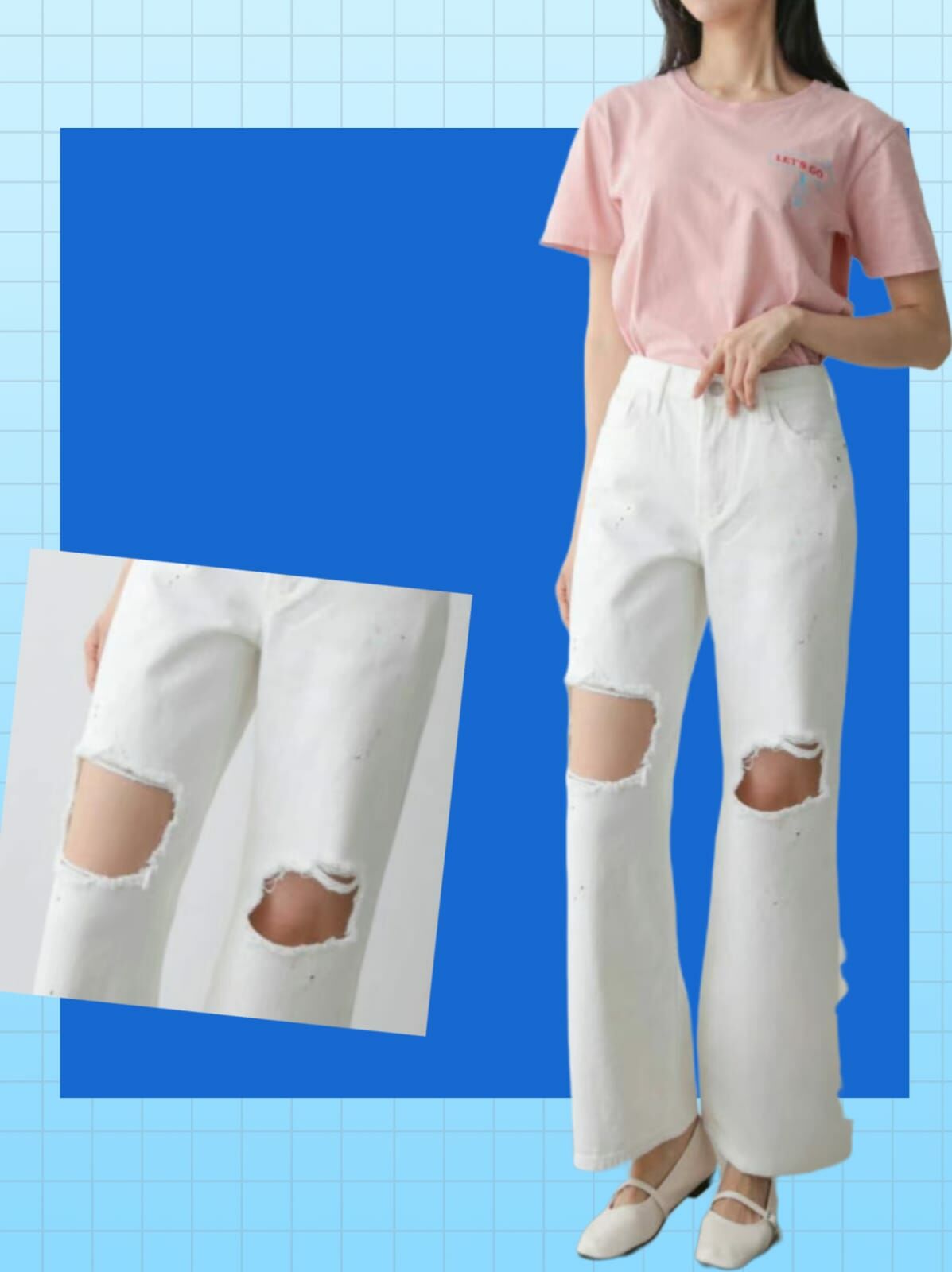 韓國 闊身破洞牛仔褲（清貨價貨品，不設退換） (K8 F810)