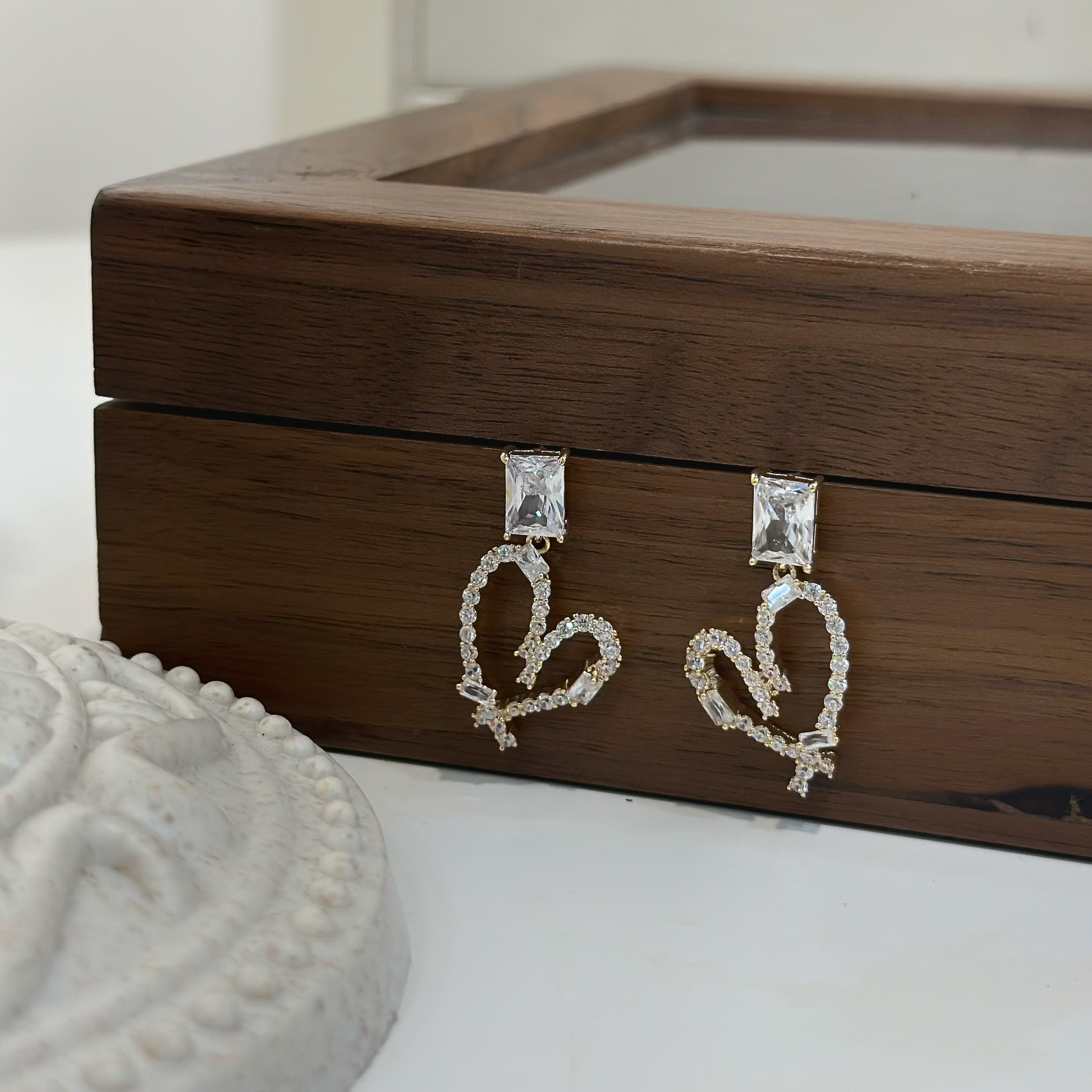 S10鋯石排鑽愛心垂吊