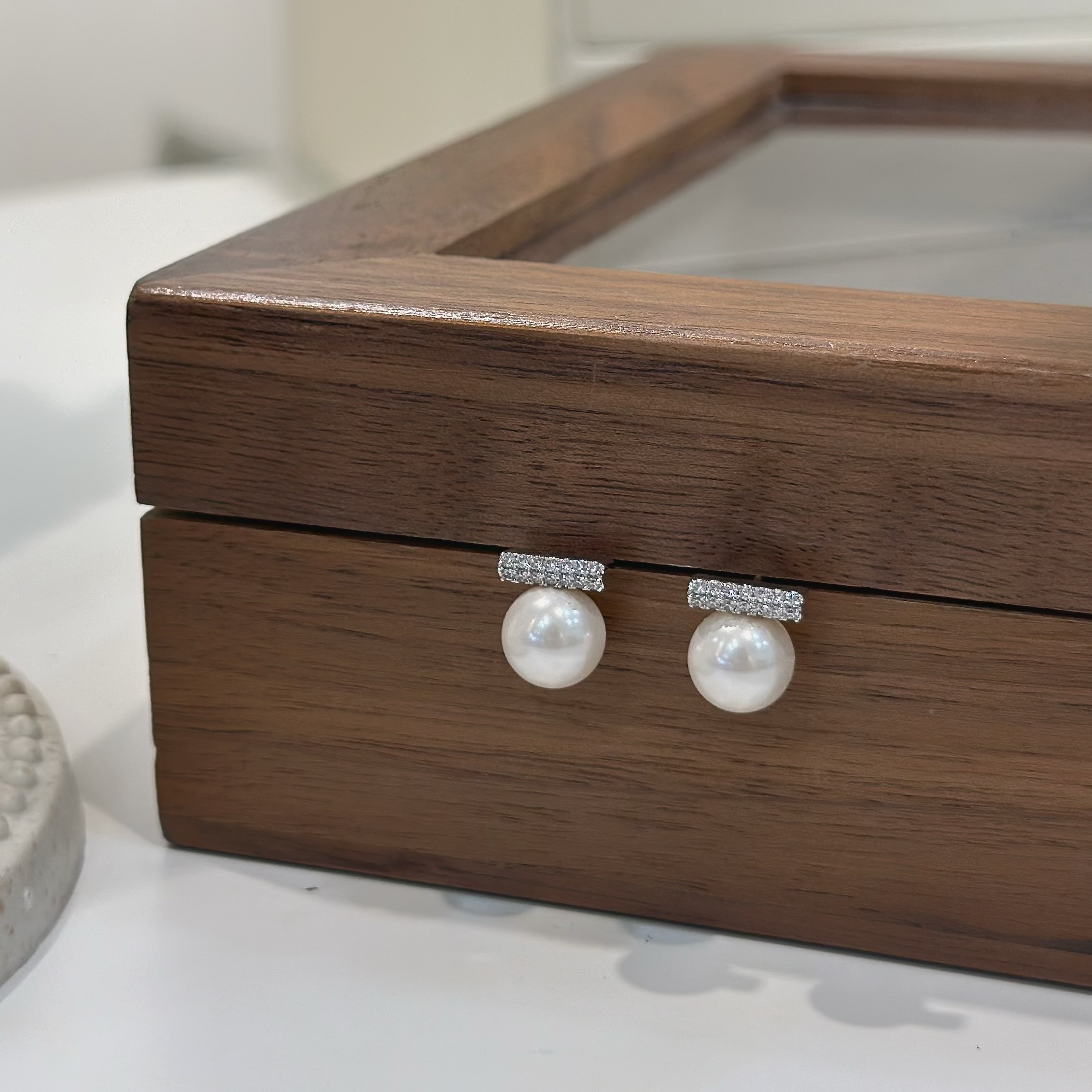 S19排鑽一字珍珠耳貼