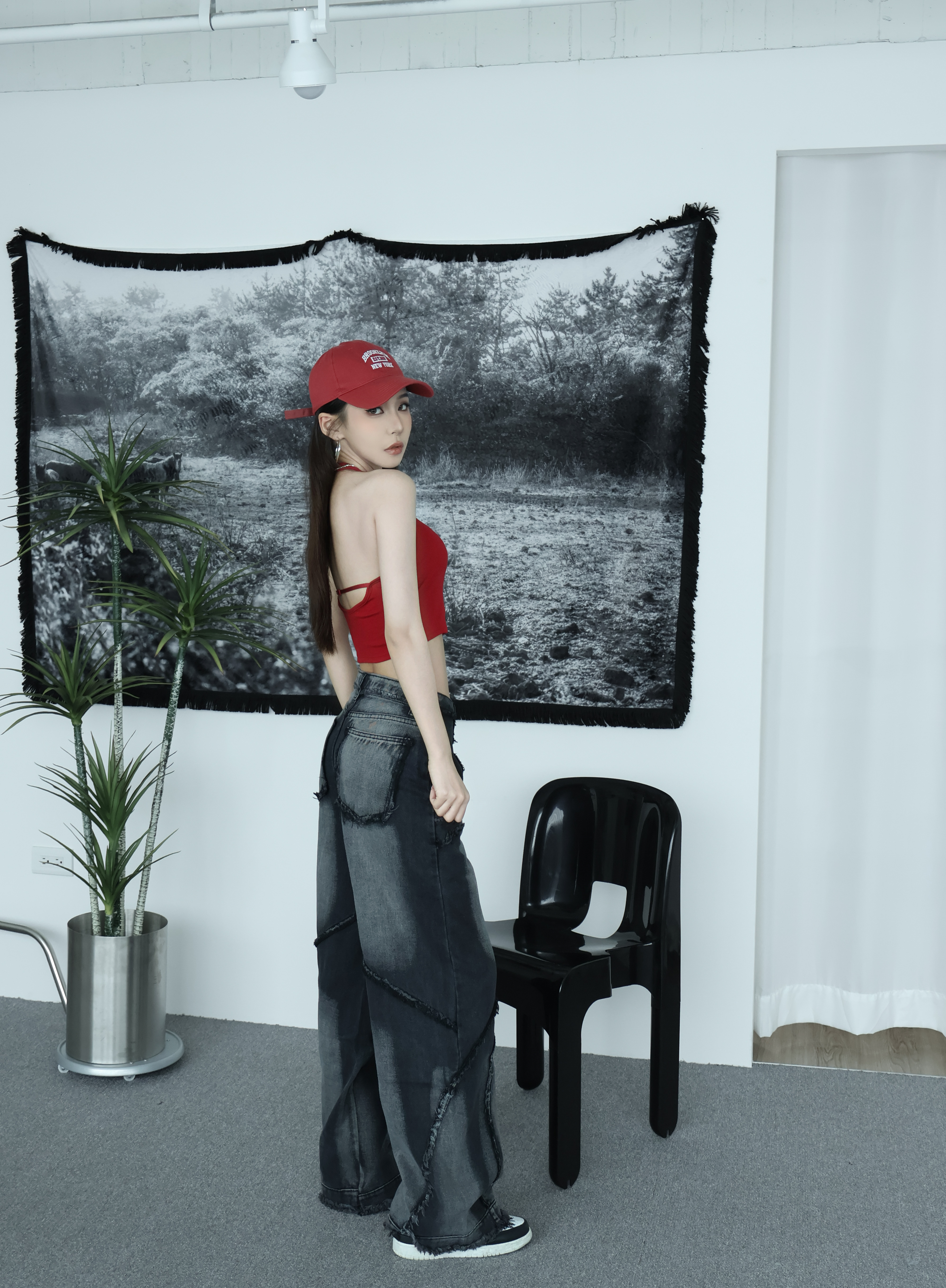 不撞設計感落地褲