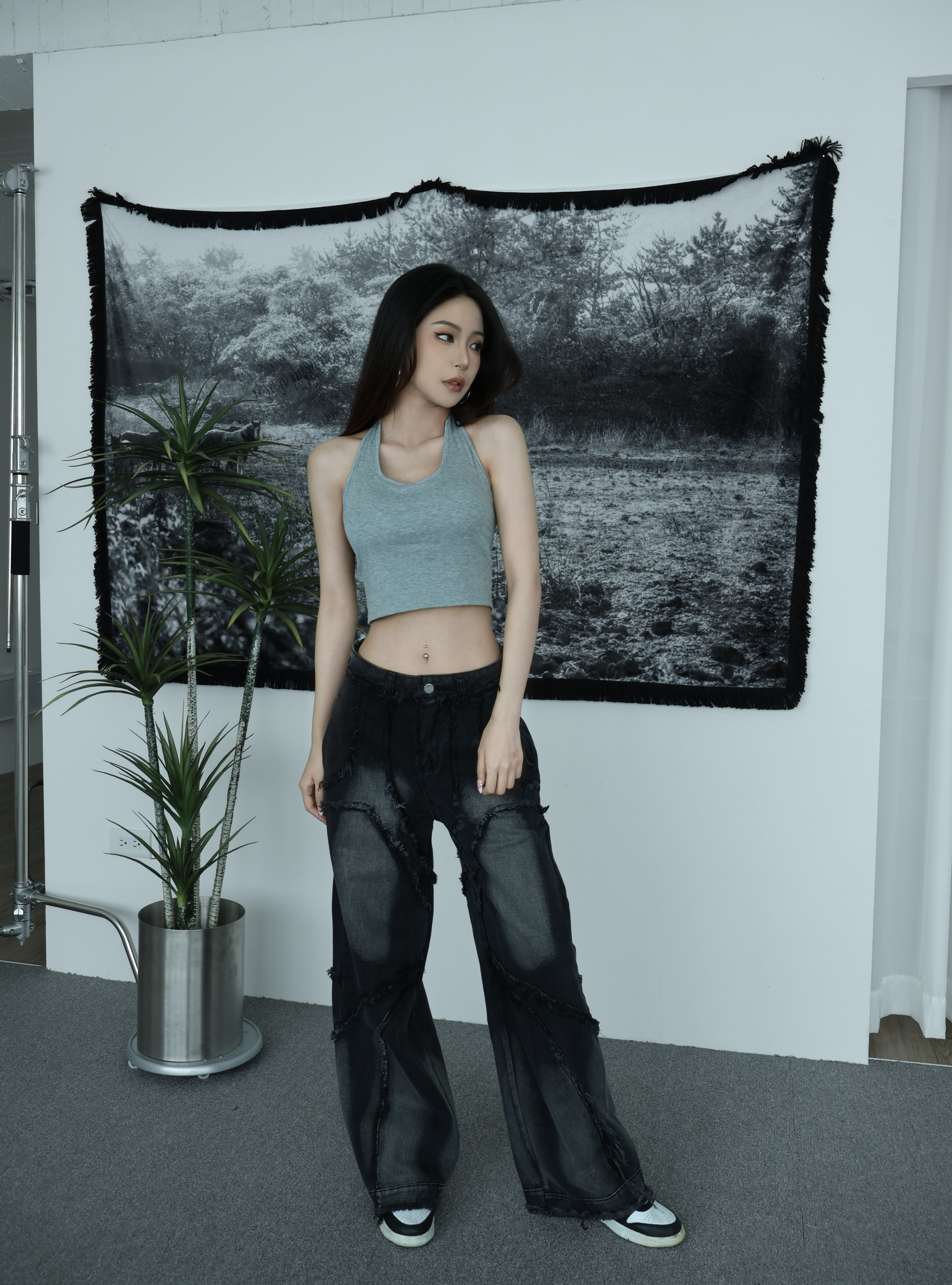 不撞設計感落地褲