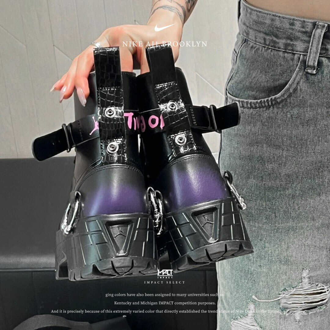 Nike AJ1 Brooklyn 黑粉 朋克皮靴 可拆卸 HF5691-001