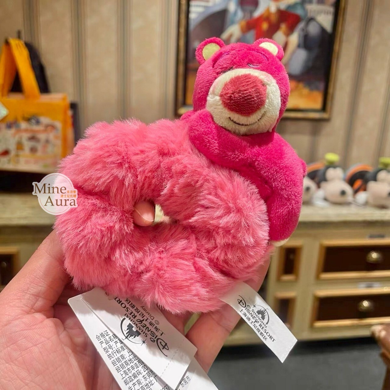 (限時特價) 熊抱哥 Lotso 絨毛造型 毛毛 髮束 大腸圈 髮飾 玩具總動員 Toy Story -上海迪士尼樂園