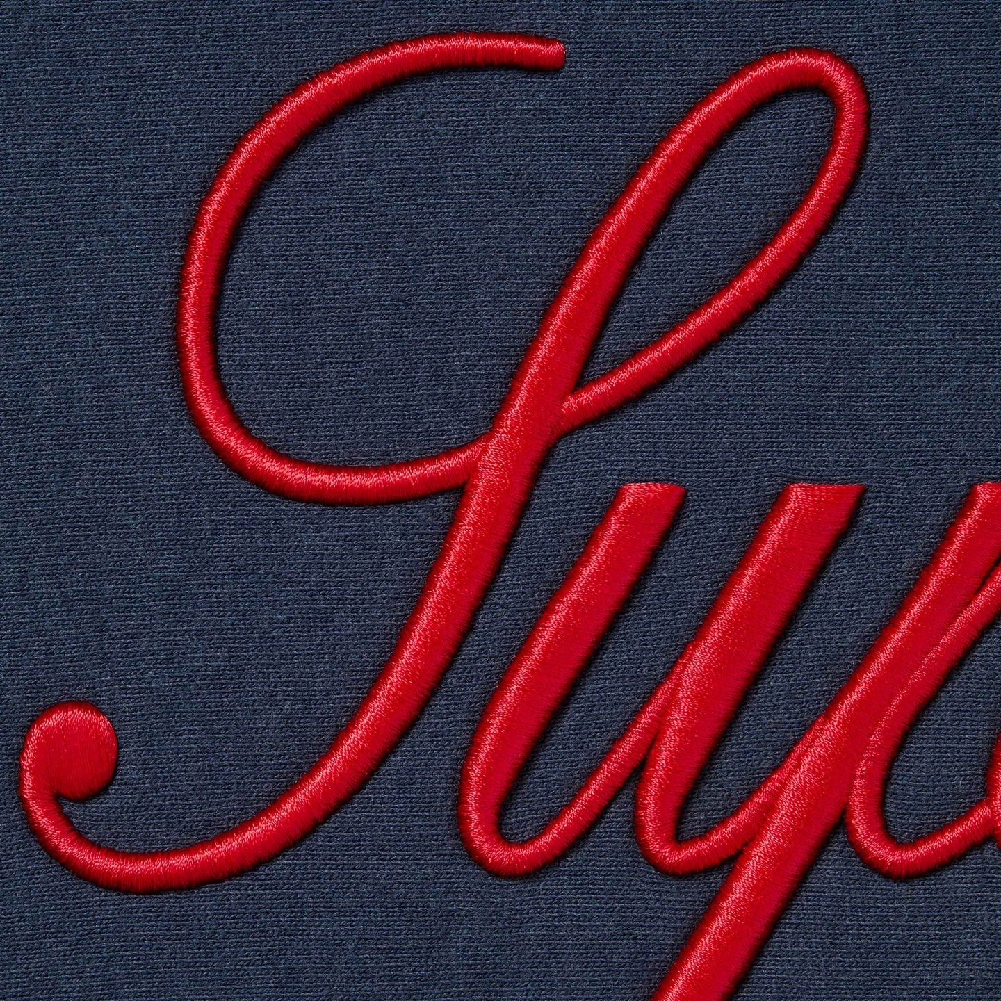 SUPREME FW24 EMBROIDERED SCRIPT HOODED SWEATSHIRT NAVY