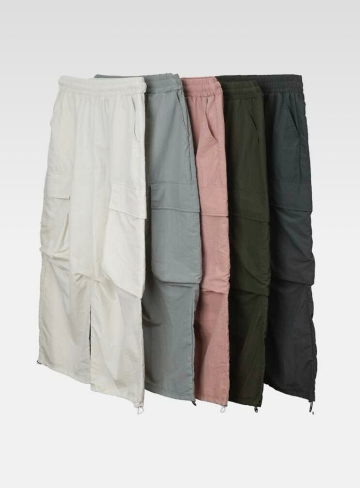 淨色可束腳工裝鬆身褲 P2943