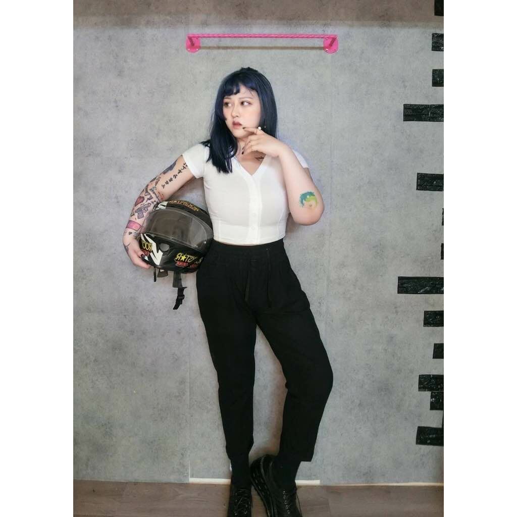 棉麻九分鬆緊綁帶長褲