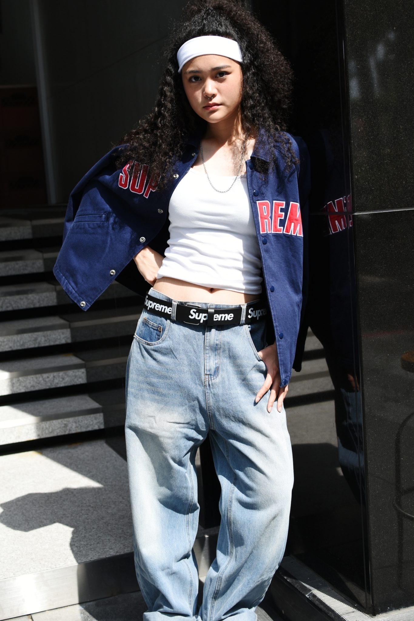 ☆ETW☆【EASY TO WEAR】自訂款 刷紋水洗落地牛仔褲 長褲 做舊 深藍 淺藍 黑色