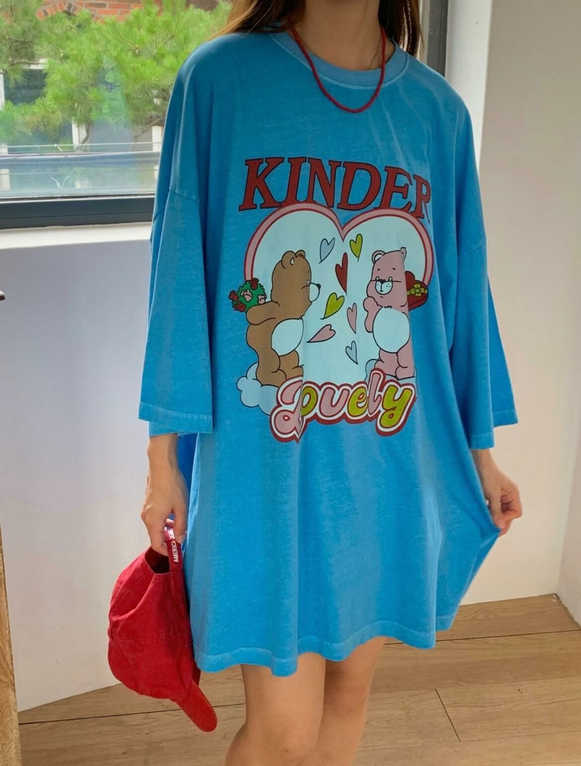 OverSize熊仔圖案短袖Tee T5556