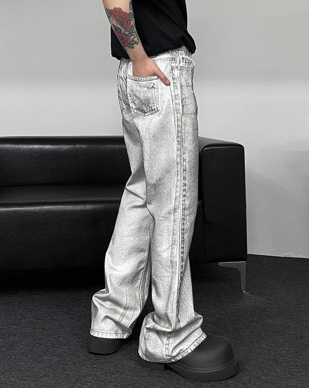 仿污喇叭牛仔褲 J734