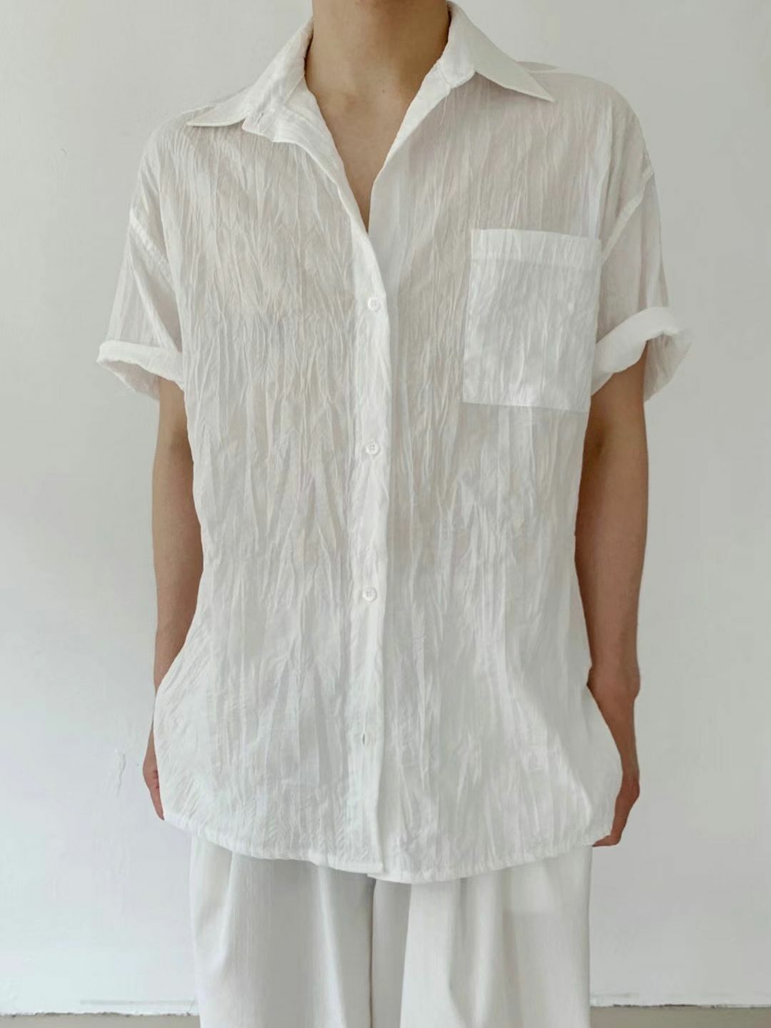 淨色皺布短袖恤衫 S2256