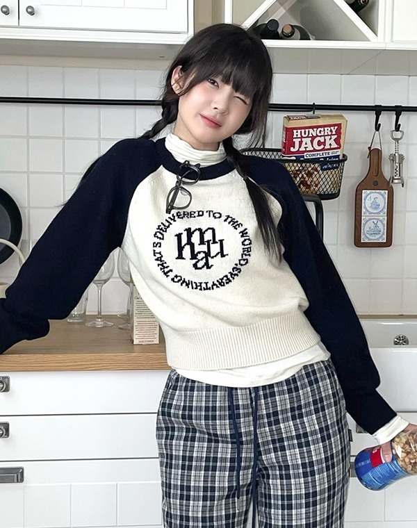 預訂｜MUAHMUAH LAMBSWOOL JACQUARD RAGLAN KNIT (2 COLOR)