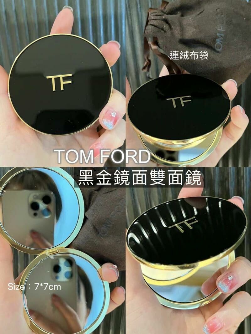 TOM FORD黑金鏡面雙面鏡 附絨布袋