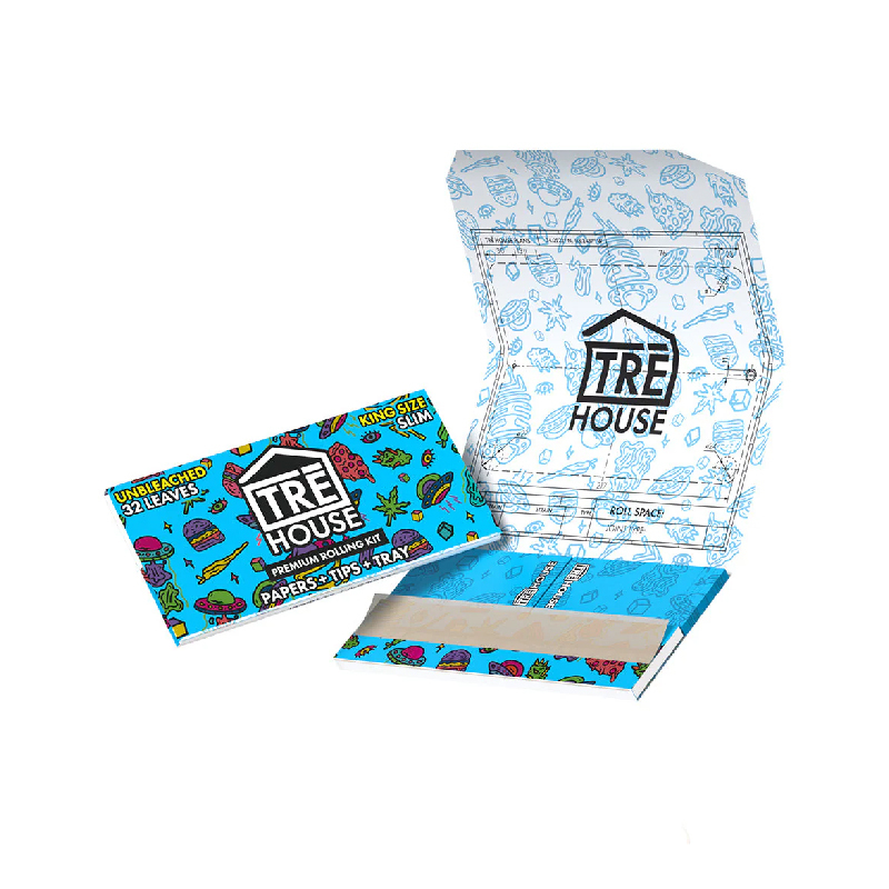 TRE HOUSE KING SIZE SLIM PREMIUM UNBLEACHED ROLLING PAPERS KIT