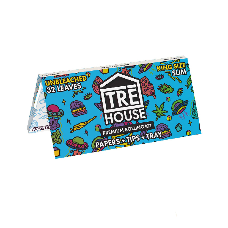 TRE HOUSE KING SIZE SLIM PREMIUM UNBLEACHED ROLLING PAPERS KIT