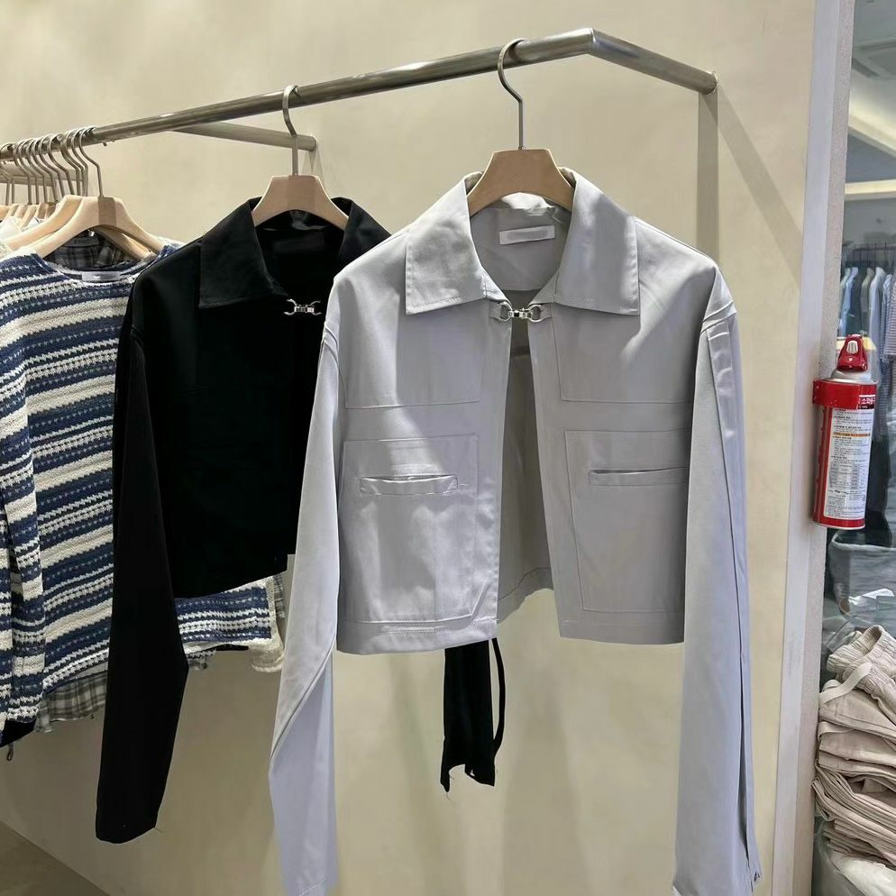 淨色反領短身拉鍊外套 Jk2523