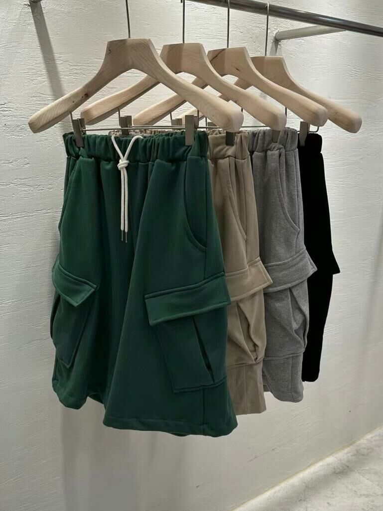 淨色棉質工裝短褲 P2947