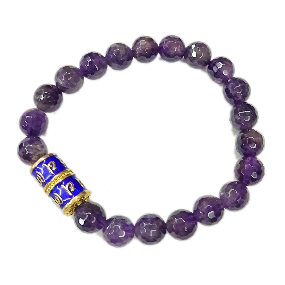 轉經輪925銀+紫晶晶鑽手珠8mm【十方】145208