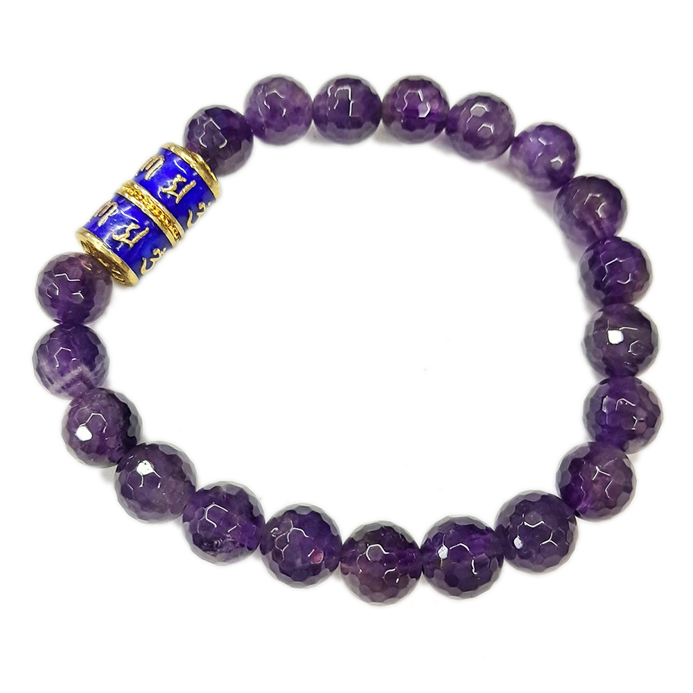 轉經輪925銀+紫晶晶鑽手珠8mm【十方】145208