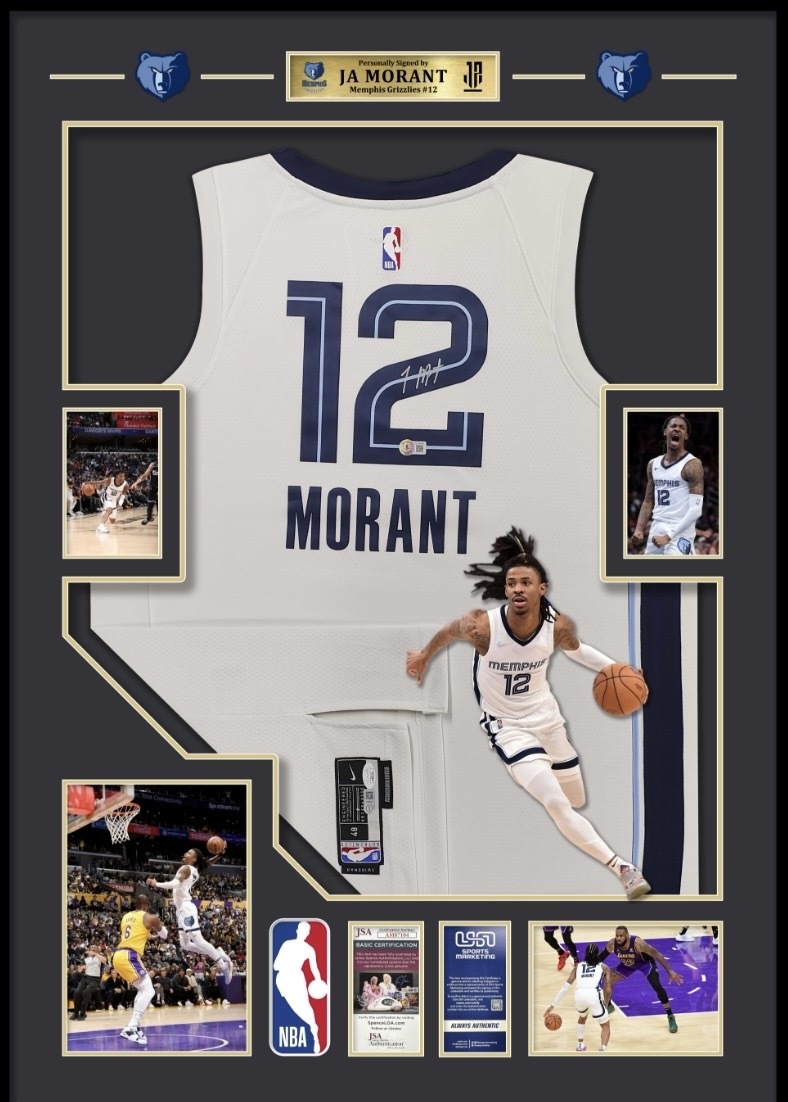 Ja Morant 簽名波衫連鑑賞級裝裱現貨
