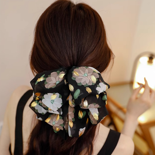 Vintage Floral Ribbon Hair Claw