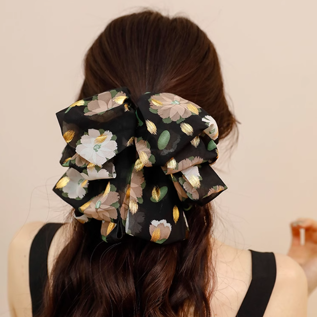 Vintage Floral Ribbon Hair Claw