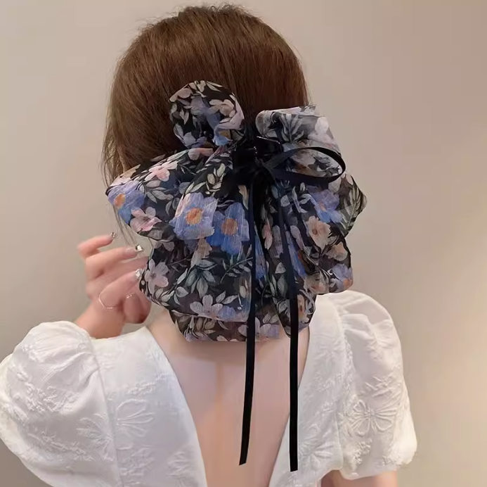 Floral Ribbon Hair Claw