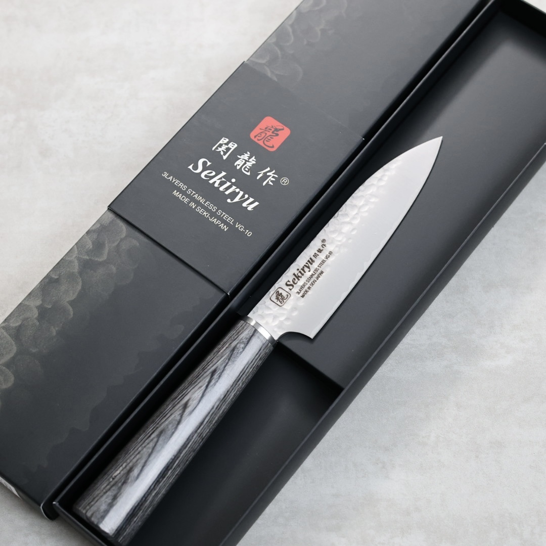 関龍作 蔬果刀 120mm VG10鋼 鎚目