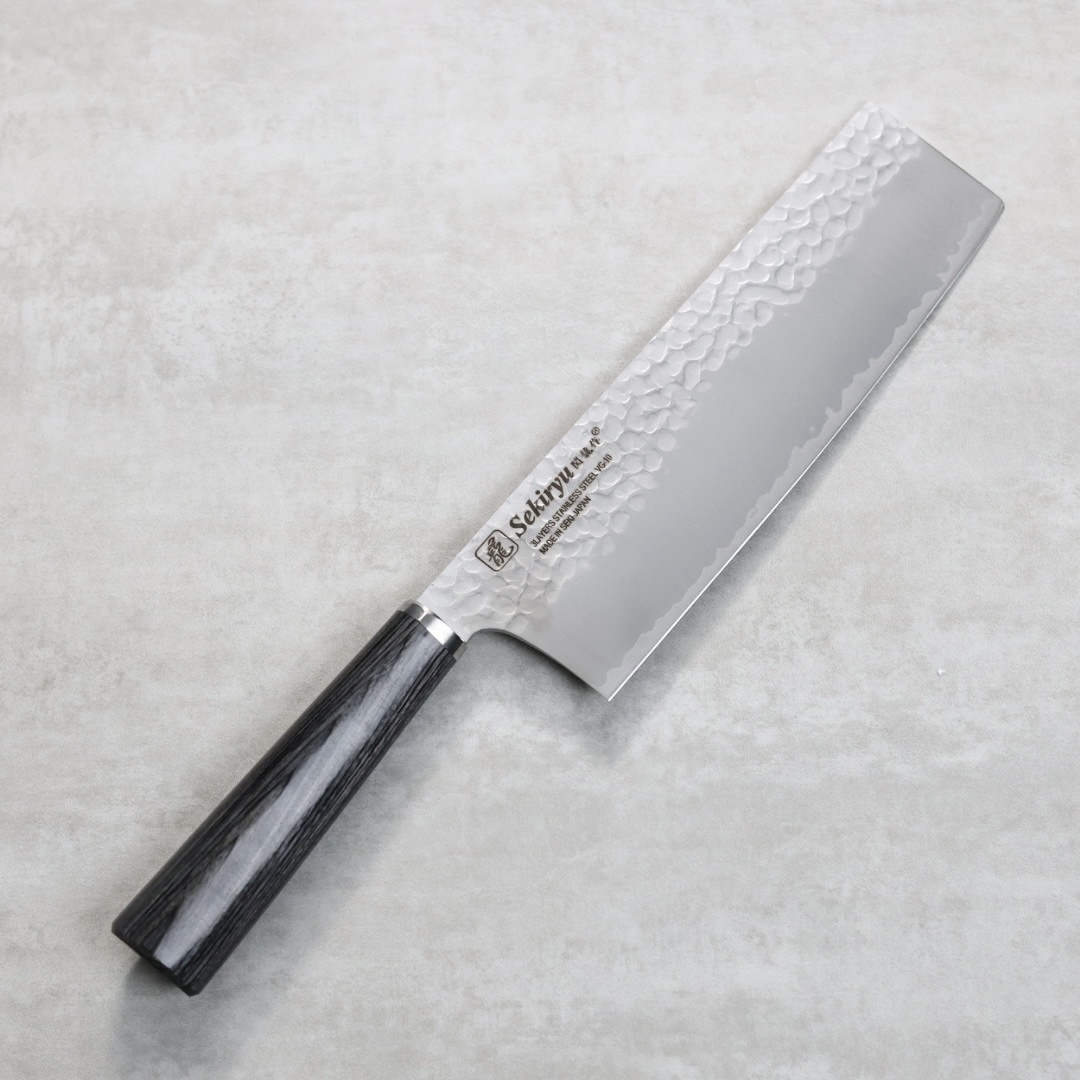 関龍作 菜切 180mm VG10鋼 鎚目