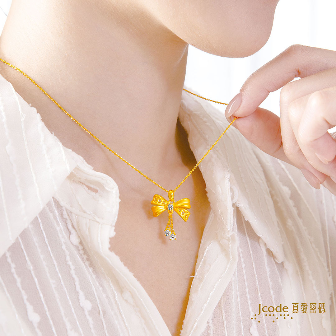 蝴蝶結 黃金墜子/黃金項鍊