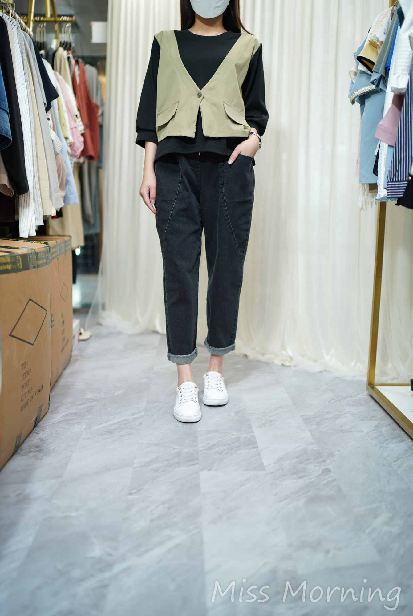 假兩件中袖款上衣(14086)