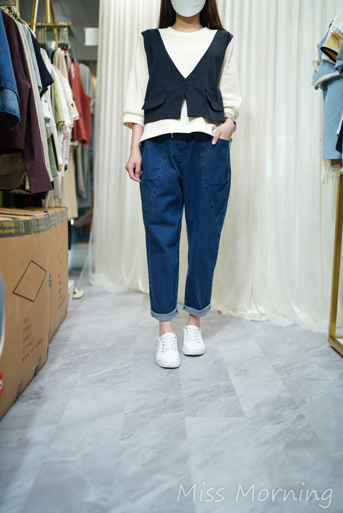 假兩件中袖款上衣(14086)