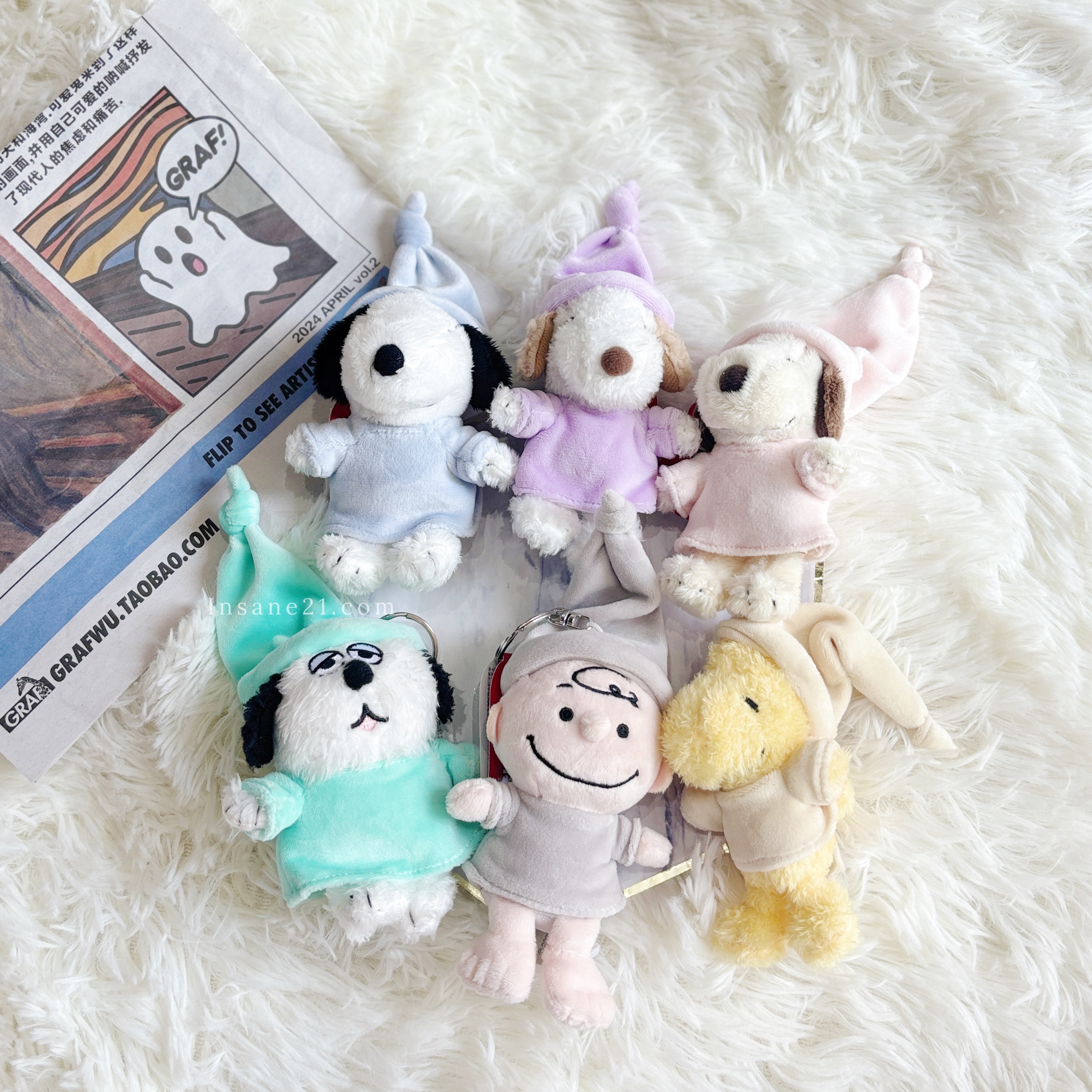 PEANUTS SNOOPY 史努比 睡衣 查理 小玩偶 吊飾 鑰匙扣 六款