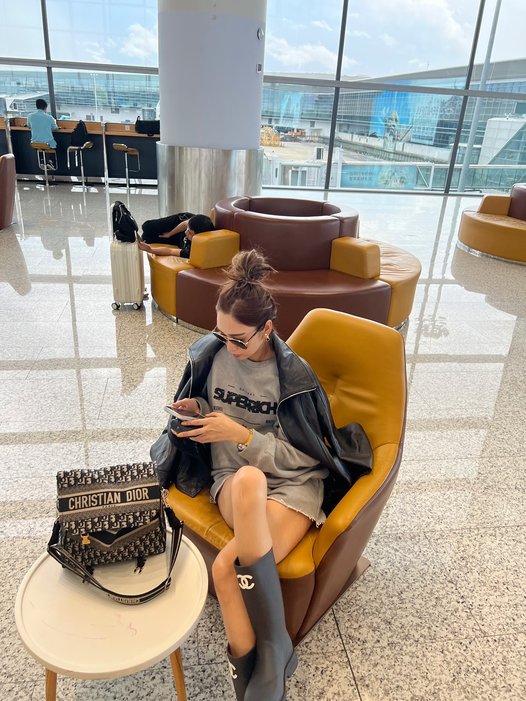 聖羅蘭風小羊皮騎士外套