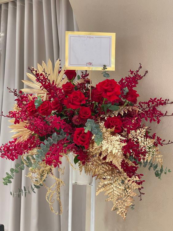 金紅高貴鮮花高架花籃 開幕花籃