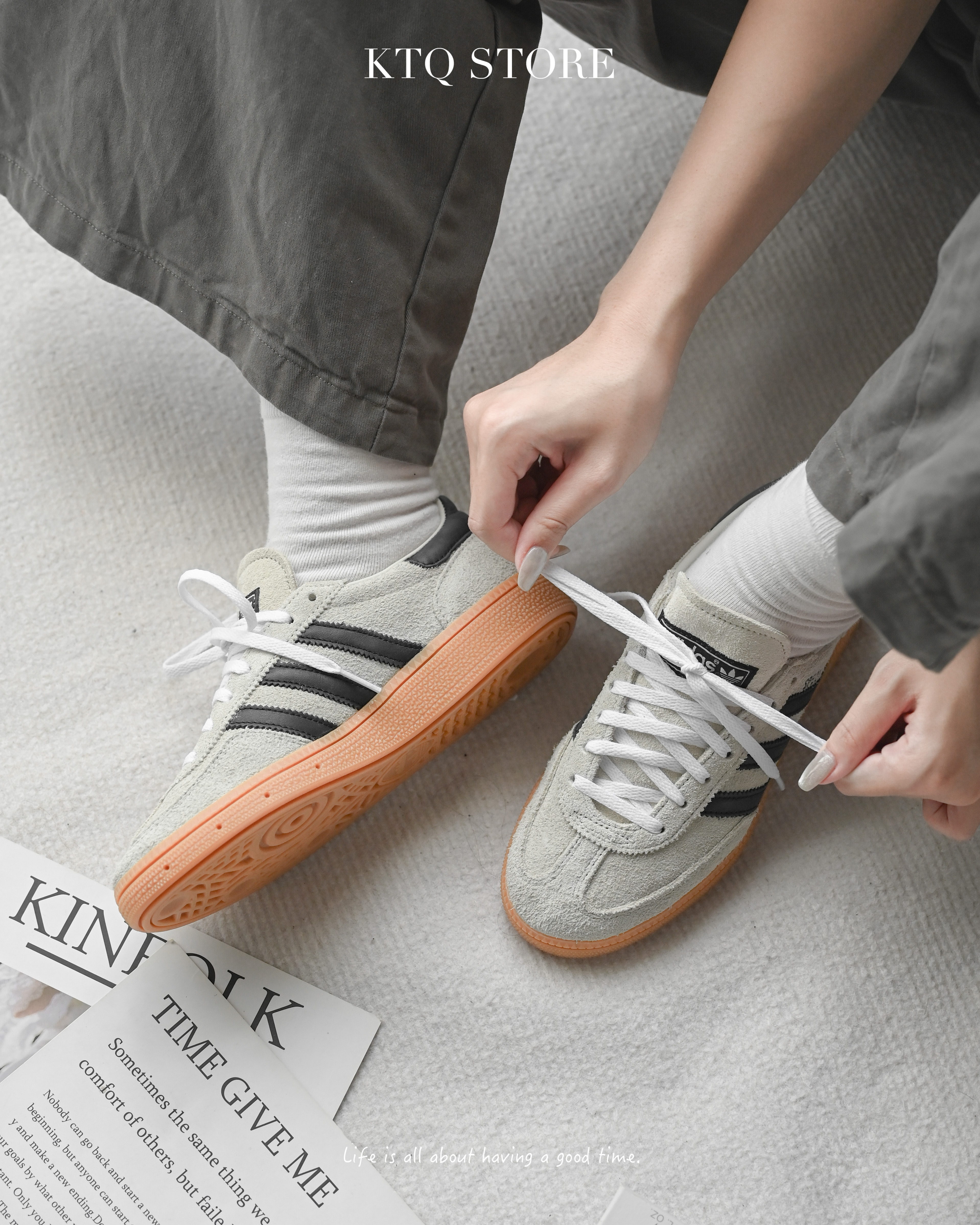 KTQ STORE ‧ ADIDAS HANDBALL SPEZIAL W 米色麂皮 焦糖底 女鞋 IF6562