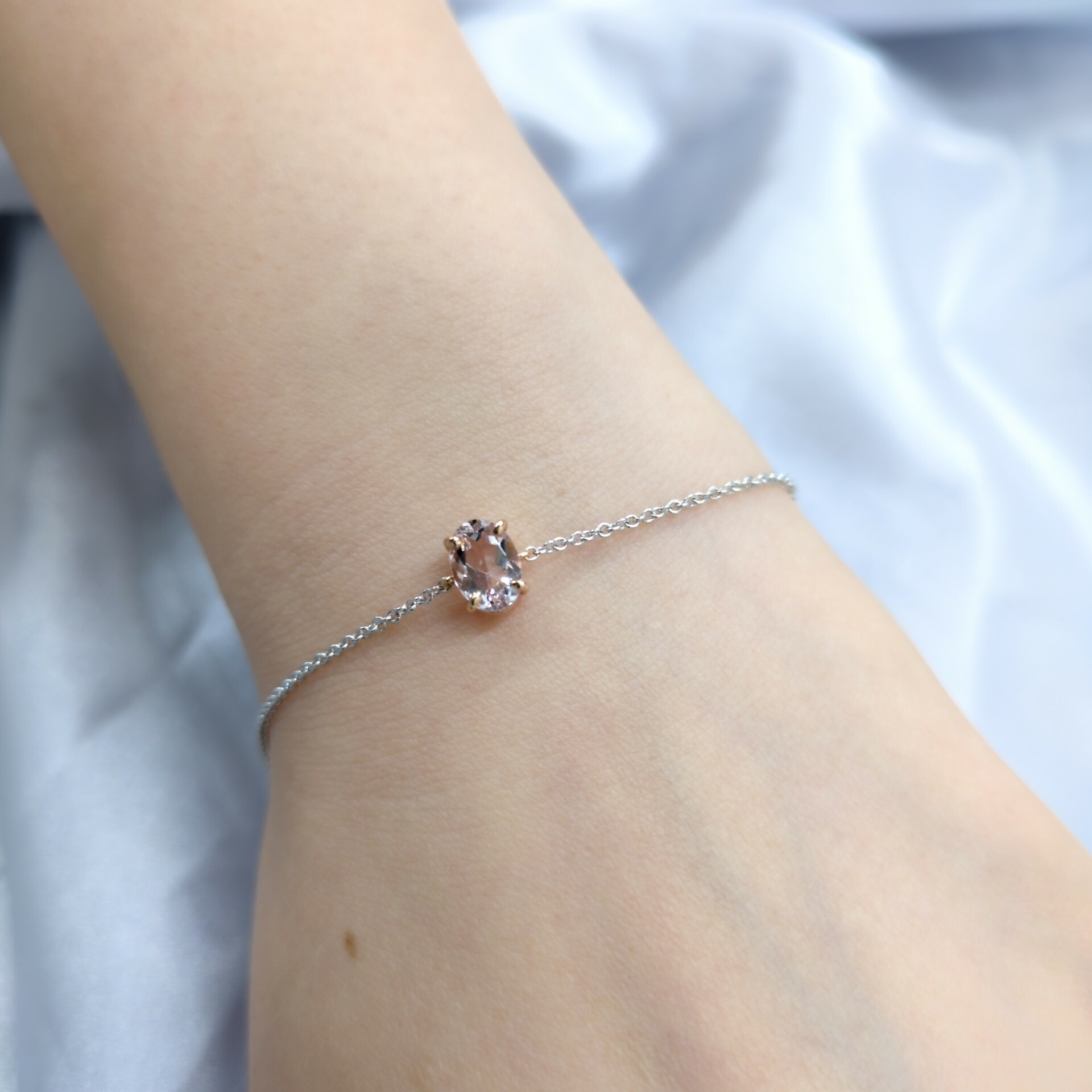 18K Gold Pink Quartz Bracelet