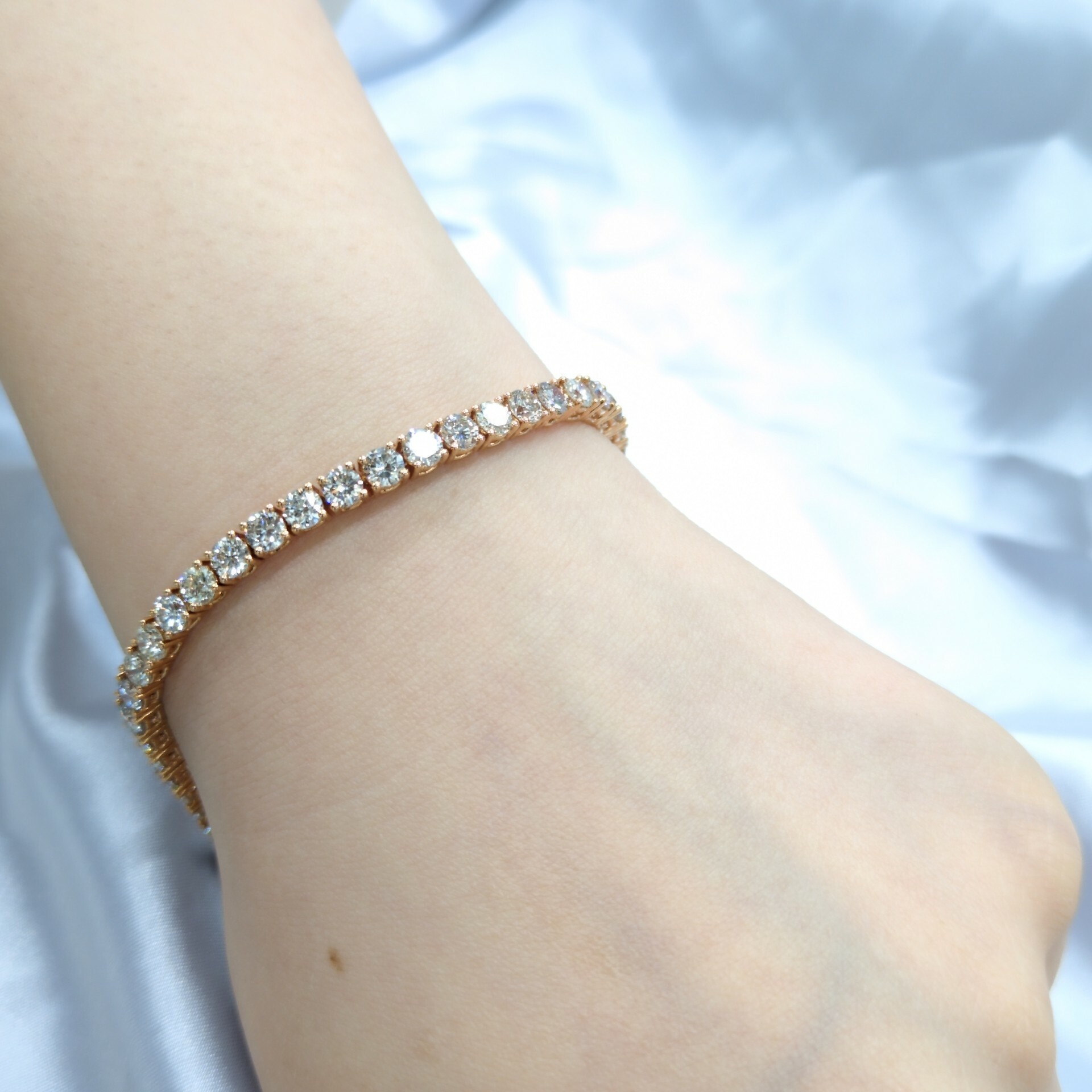 全新18K玫瑰金7卡26份鑽石手鍊