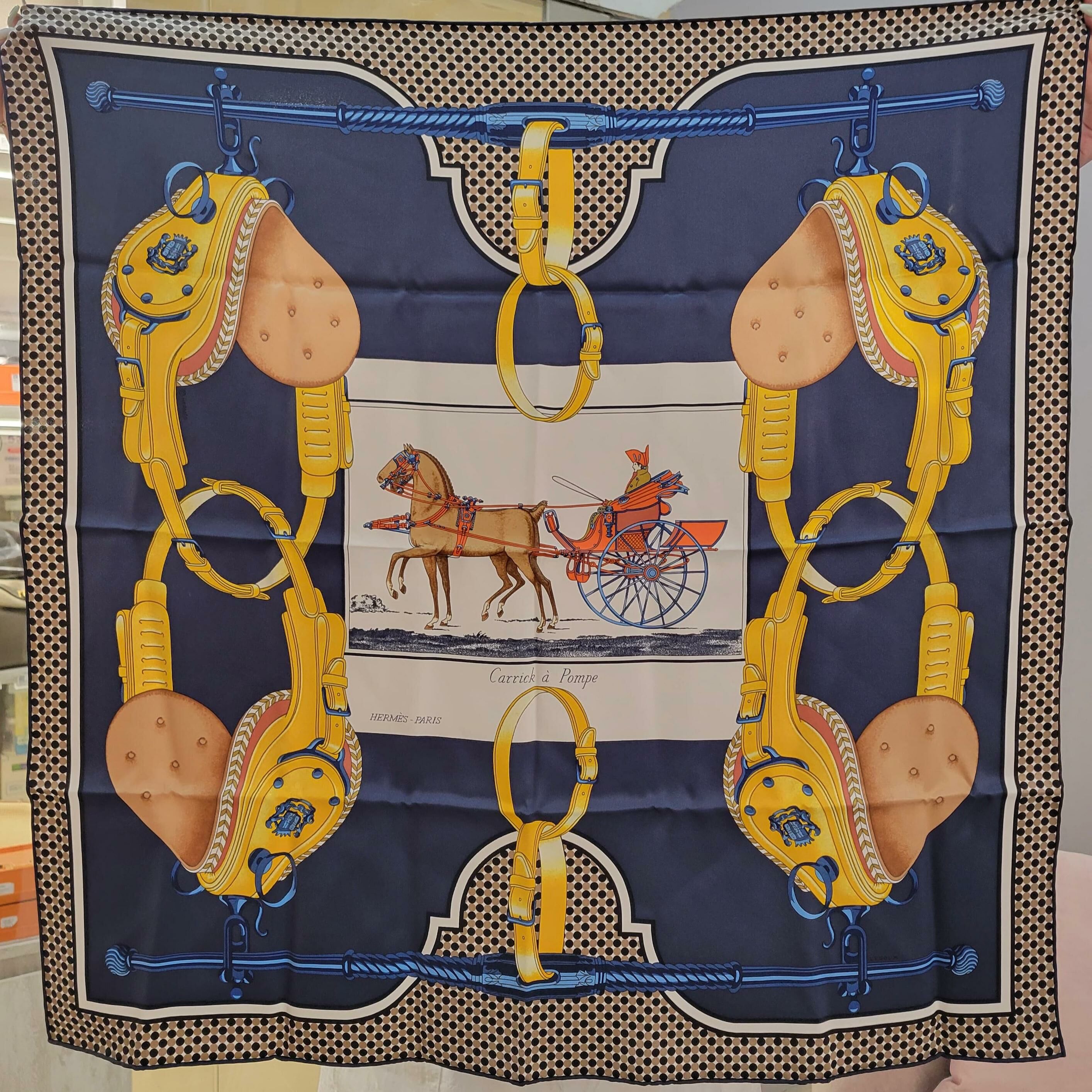 Hermes Carrick a Pompe scarf 70 BLEU