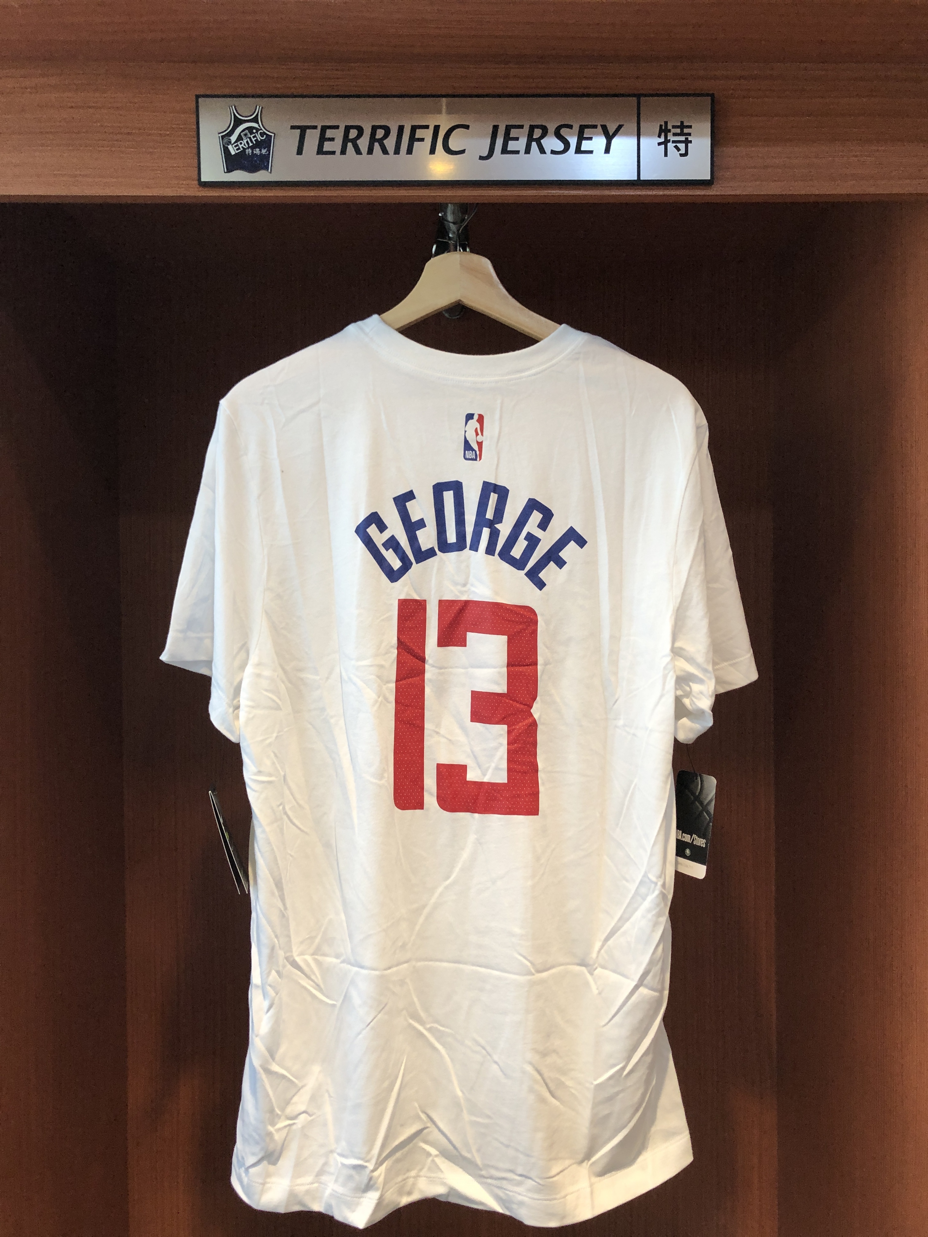 NBA短袖 Paul George 洛杉磯快艇白 Association Nike Player Name Tee 棉質 短袖 全新