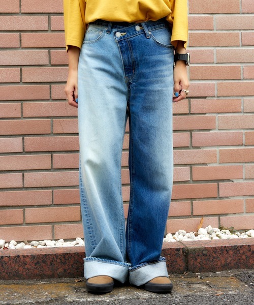 預購 - JP 不對稱色牛仔褲