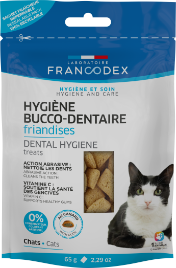 [$100/3包] 法國Francodex 貓用潔齒除口氣小食 鴨肉味 65g