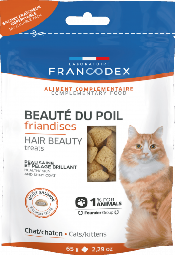 [$100/3包] 法國Francodex 貓用 美毛小食 65g