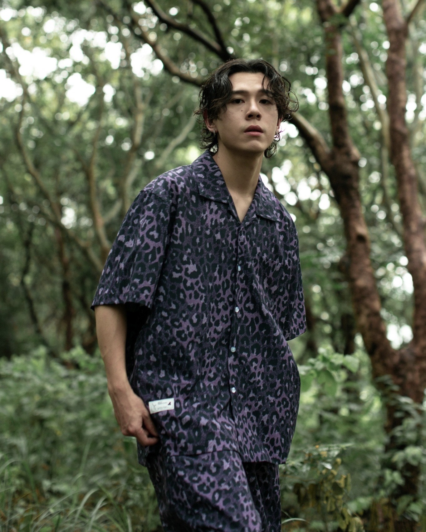 NICEDAY 服飾 QUEST Leopard Print Shirt 涼感紫色豹紋襯衫 套裝