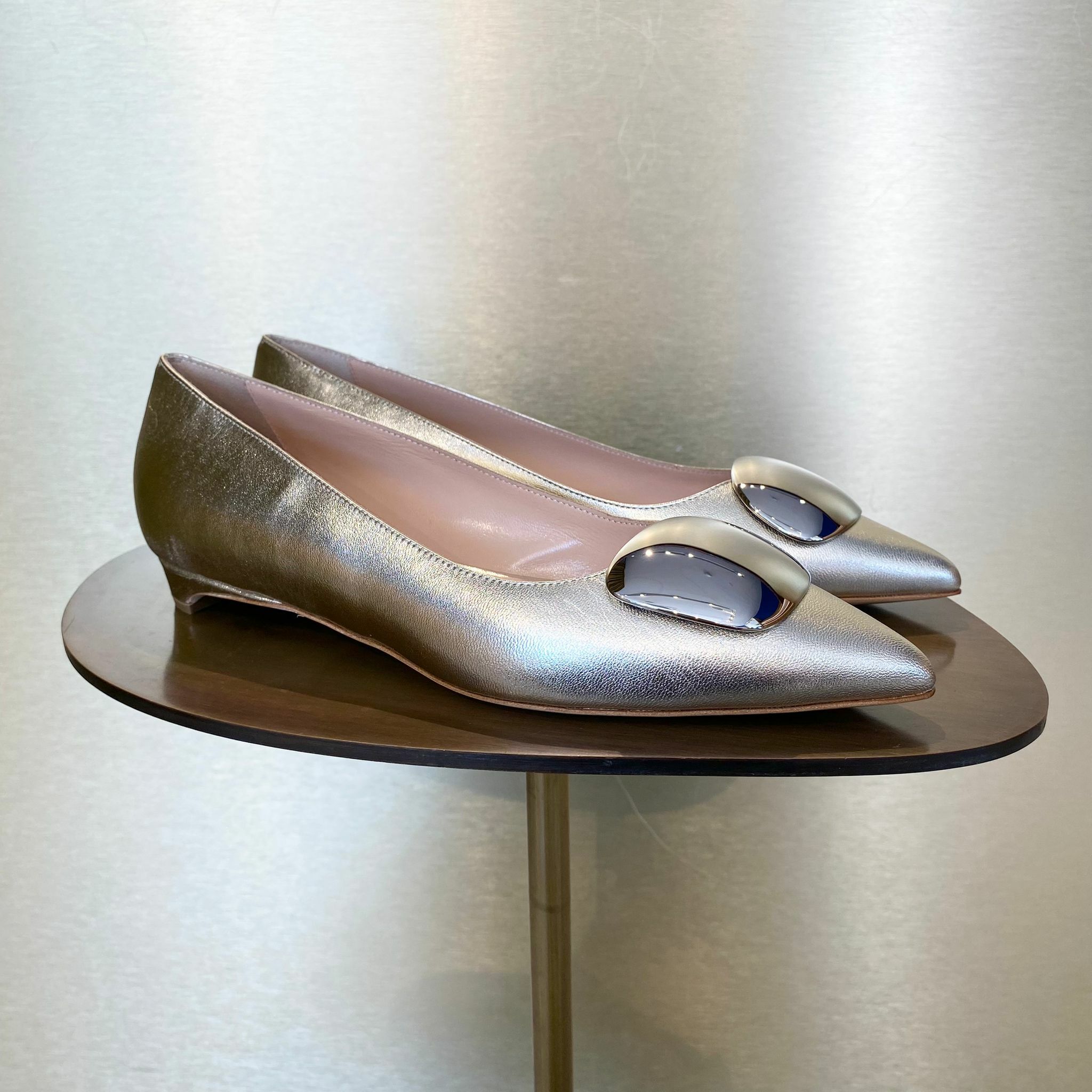 Rupert Sanderson RS Bedfa Gold Laminate SP flats