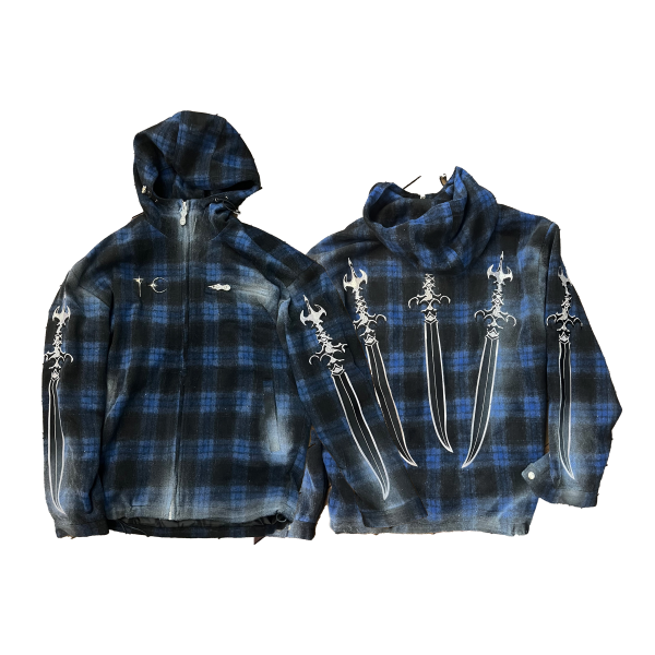 Thug Club / Arab Sword Flannel Zip-up - Black, Blue
