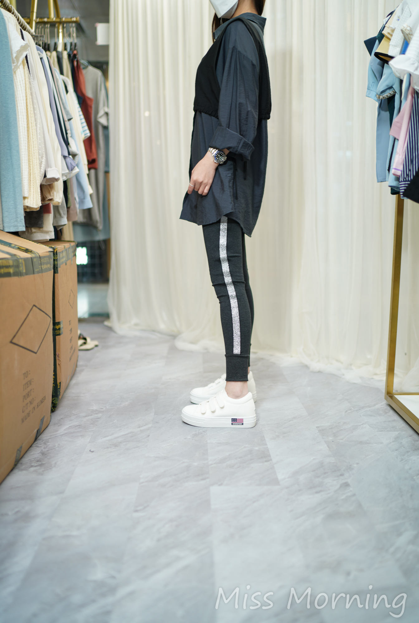 有型顯瘦遮肉一套2件(14087)&型格拼金/拼銀彈彈legging褲(33795)