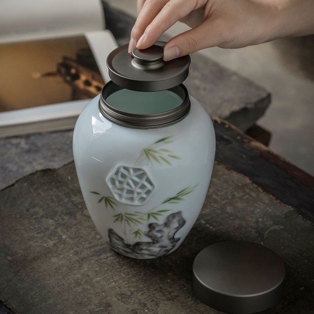 手繪窗花復古茶葉罐【D3】