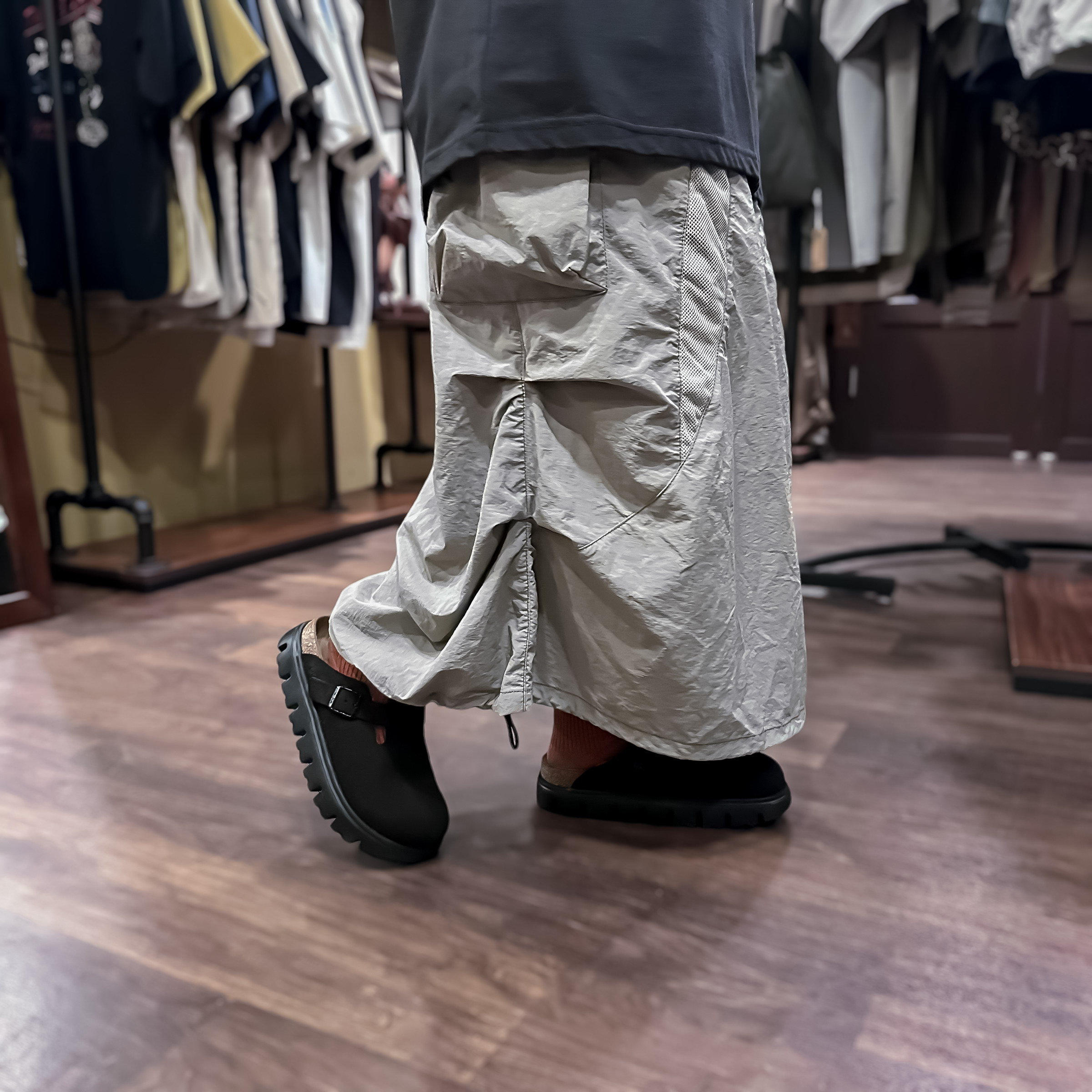 網眼拼接側皺半身裙