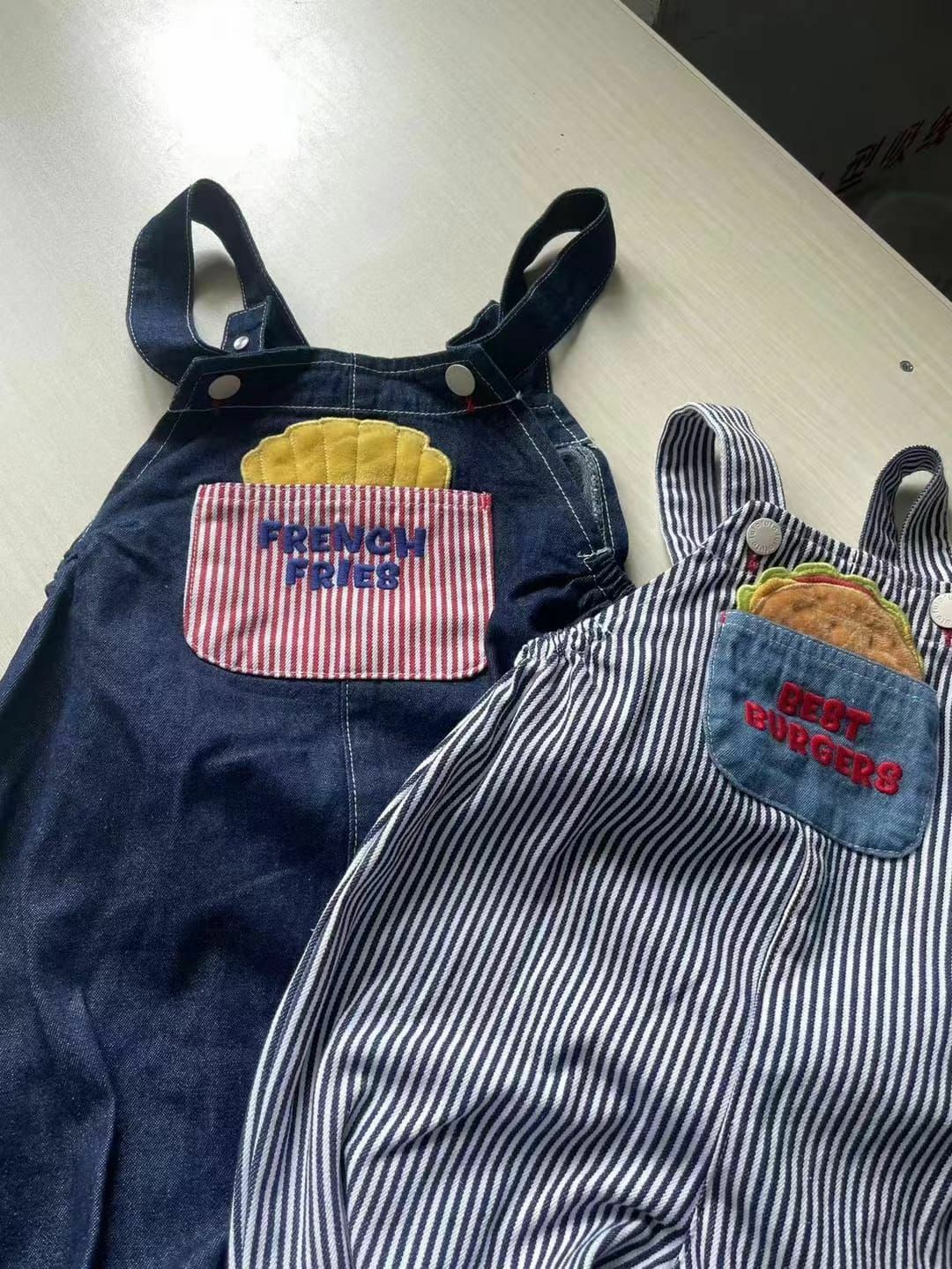 原單 futa 薯條漢堡 背帶褲