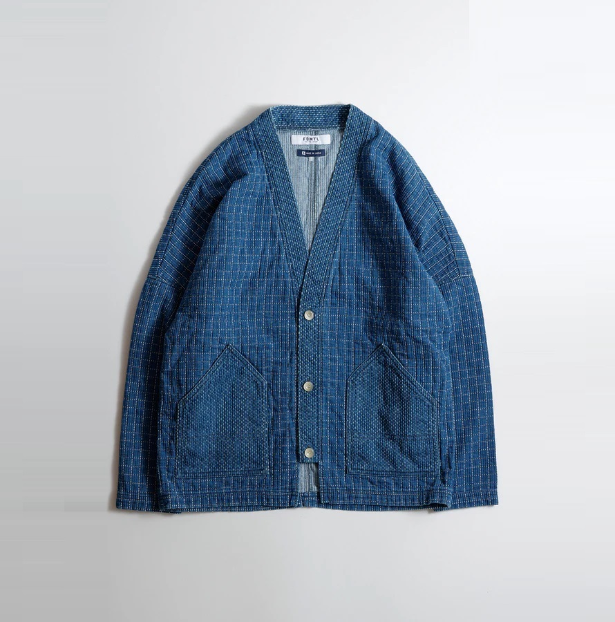FDMTL JAPAN 2024 A/W SASHIKO CARDIGAN 3 YEARS WASH - PRE ORDER ITEM (預訂中)